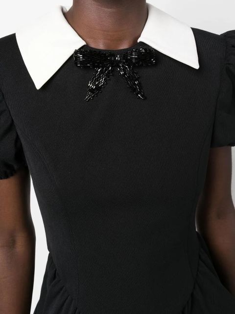 SHUSHU/TONG puff-sleeve tiered minidress - Black