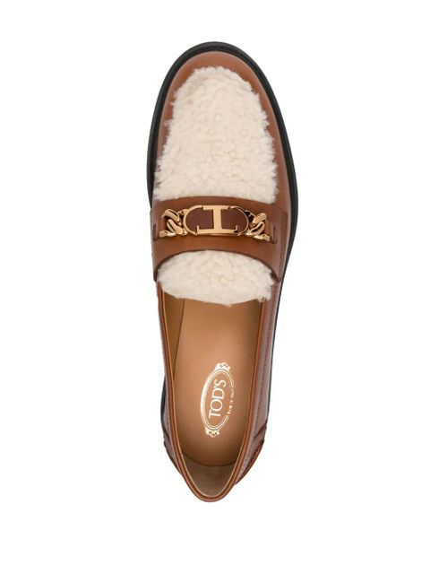 Tod's shearling leather loafers - Brown - zdjęcie produktu nr 2