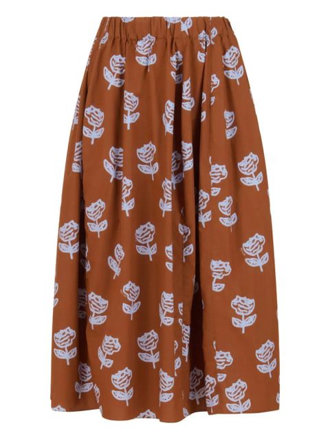 Marni Sprayed Roses-print midi skirt - Brown - zdjęcie produktu nr 1