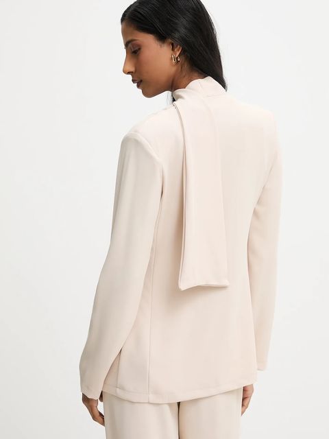 Answear.LAB marynarka kolor beżowy jednorzędowa gładka