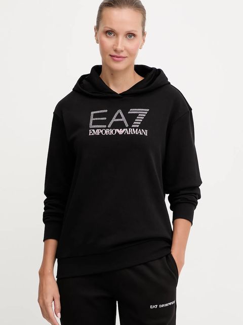EA7 Emporio Armani bluza damska kolor czarny z kapturem wzorzysta AF15831.7W000537 - zdjęcie produktu nr 1