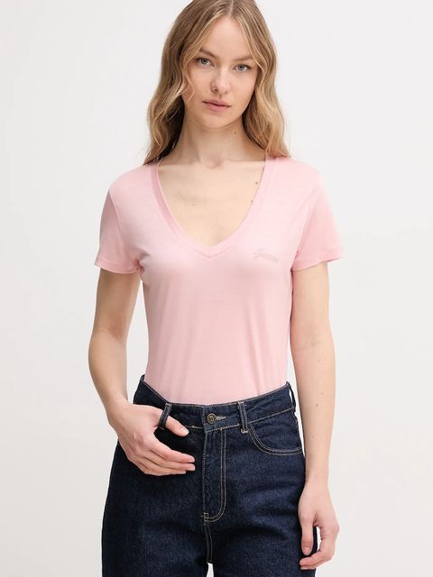 Guess t-shirt damski kolor różowy W5GP31 KCSX2 - zdjęcie produktu nr 1
