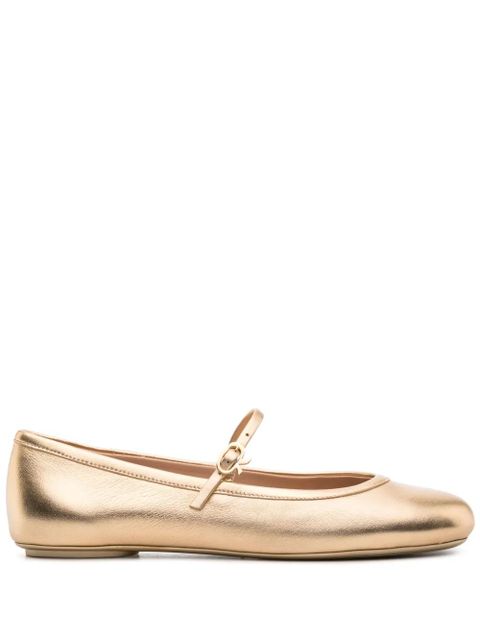Gianvito Rossi Carla buckled ballerina shoes - Gold - zdjęcie produktu nr 1