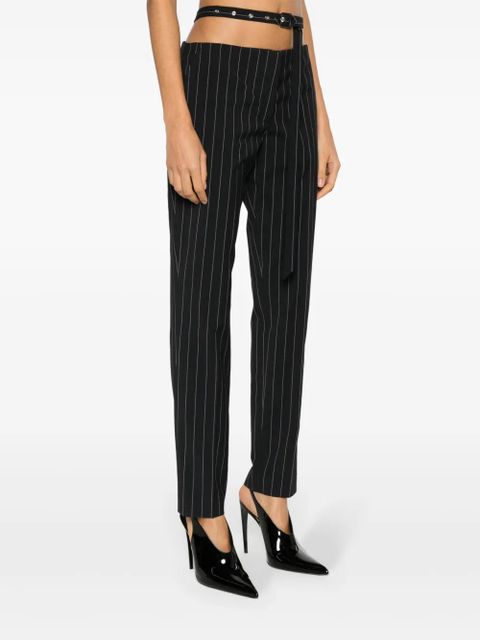 The Attico cut-out pinstriped tailored trousers - Blue