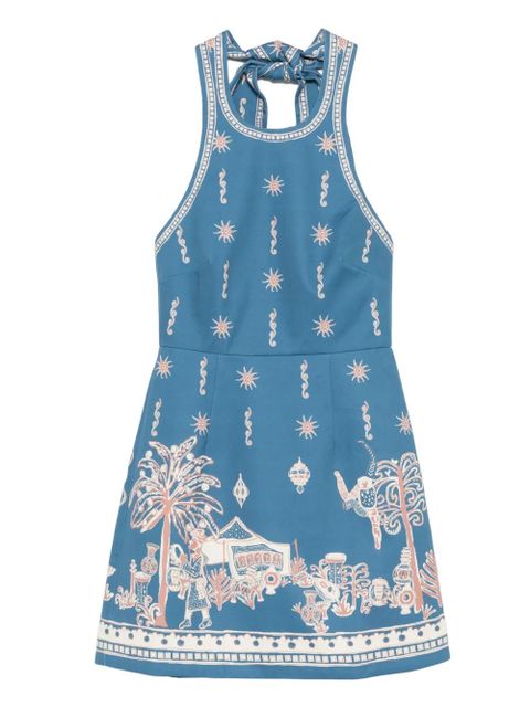 ALEMAIS Acacia tie-neck patterned mini dress - Blue - zdjęcie produktu nr 1