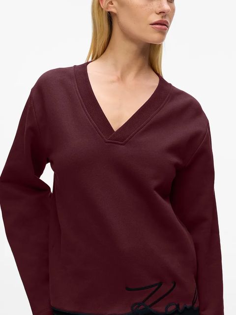 Karl Lagerfeld bluza z bawełną damskie kolor bordowy z aplikacją A4W20040