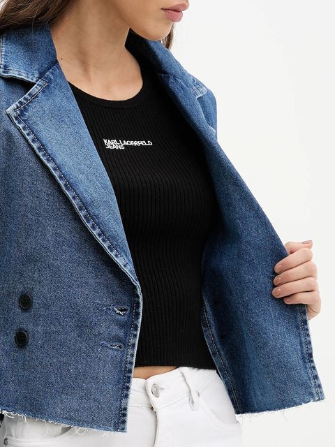 Karl Lagerfeld Jeans kurtka jeansowa kolor niebieski przejściowa B1W14040