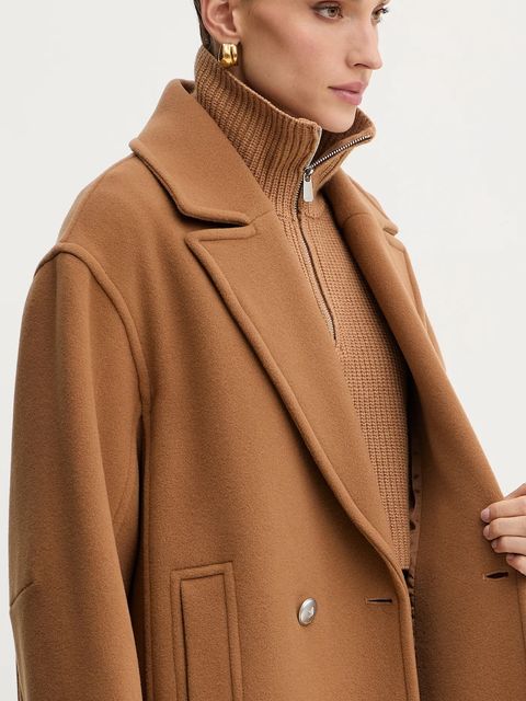 Pinko płaszcz z dodatkiem wełny kolor brązowy 105770 A2SM