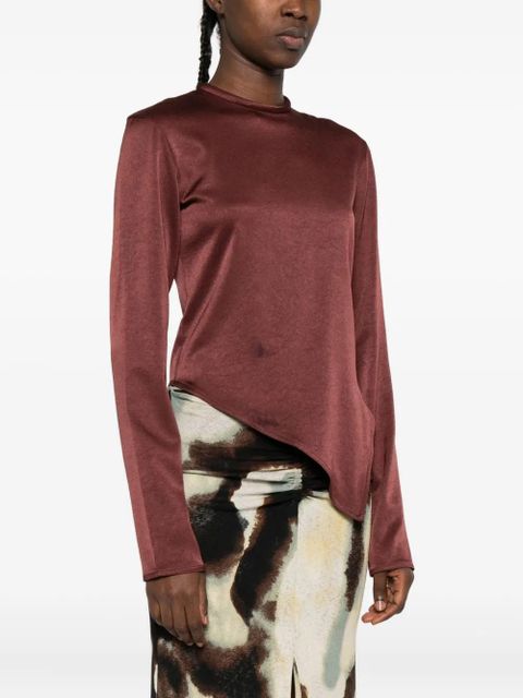 Nanushka asymmetric hem long-sleeved top - Brown