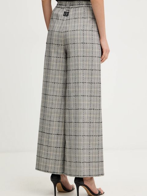 Twinset spodnie damskie kolor szary szerokie high waist 252TP2184