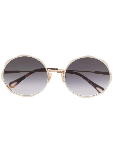 Chloé Eyewear logo-engraved round-frame sunglasses - Gold - zdjęcie produktu nr 1