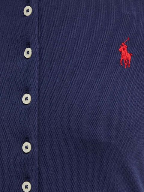 Polo Ralph Lauren koszula damska kolor granatowy slim z kołnierzykiem klasycznym 211941176 - zdjęcie produktu nr 2