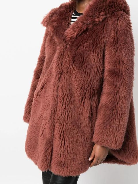 Yves Salomon short hooded wool coat - Brown