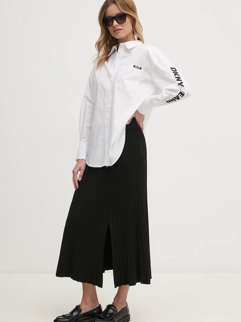 Dkny koszula bawełniana damska kolor biały relaxed z kołnierzykiem klasycznym E31M1RDM