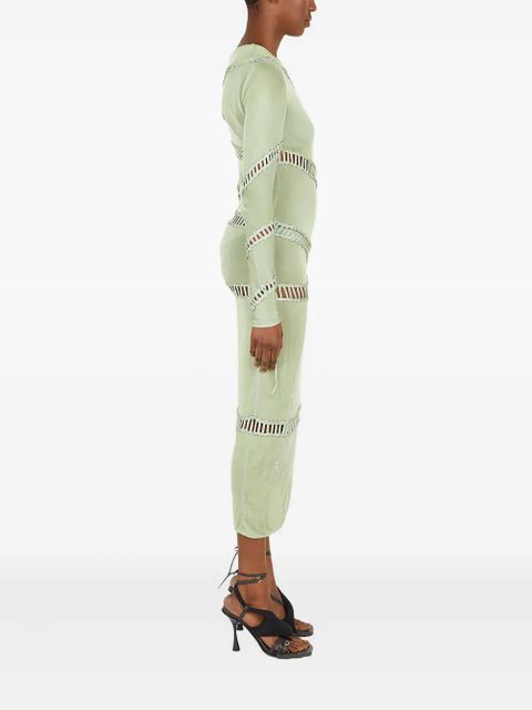 Isa Boulder braided-panel midi dress - Green