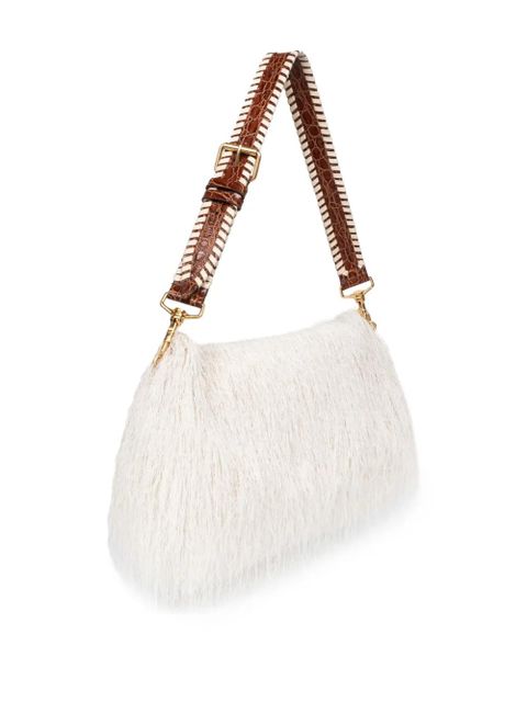 DRIES VAN NOTEN fringed leather shoulder bag - White