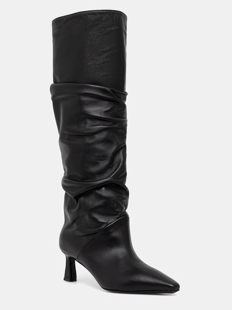 Pollini kozaki skórzane kolor czarny na szpilce SA26115M0NTE0000 - zdjęcie produktu nr 1