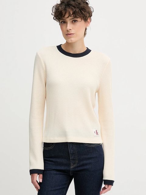 Calvin Klein Jeans longsleeve kolor beżowy LV047D225G - zdjęcie produktu nr 1