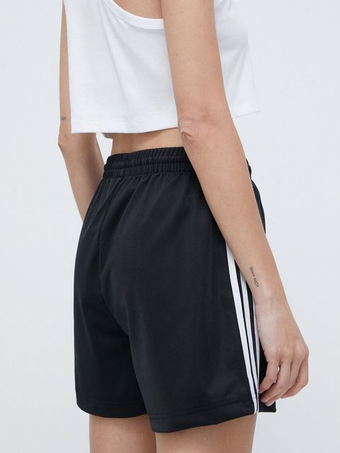 adidas Originals szorty Firebird damskie kolor czarny z aplikacją high waist IU2425
