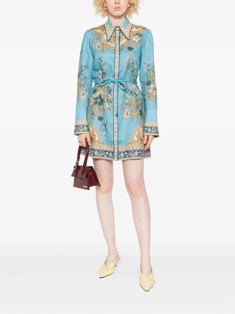 ALEMAIS floral-print belted dress - Blue