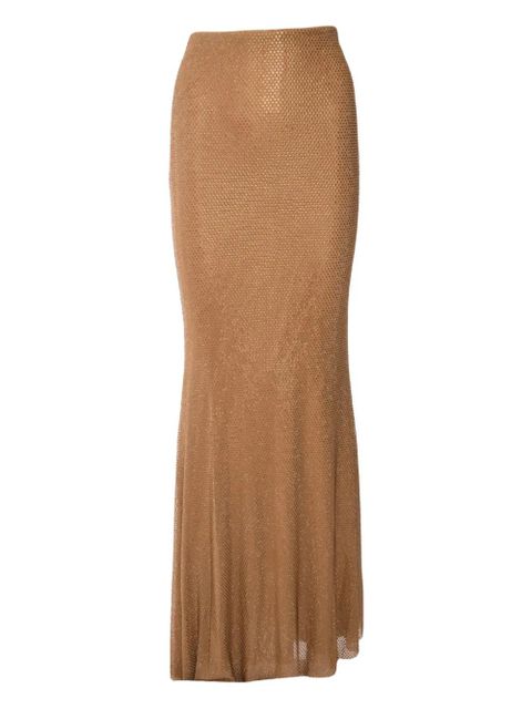 Self-Portrait metallic maxi skirt - Brown - zdjęcie produktu nr 1