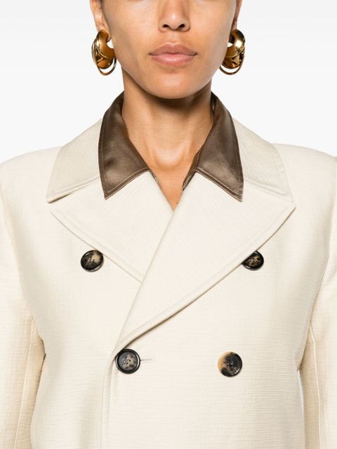 Saint Laurent belted double-breasted coat - Neutrals