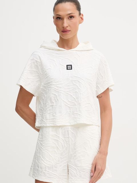 HUGO crop top damski z bawełną ZEB_top - zdjęcie produktu nr 2