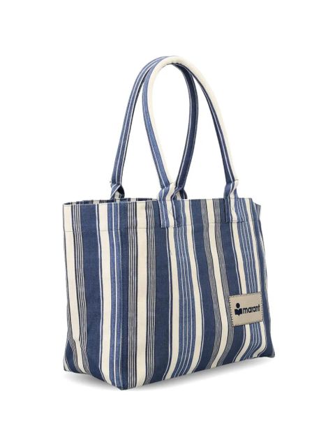 ISABEL MARANT striped-pattern logo-patch tote bag - Blue