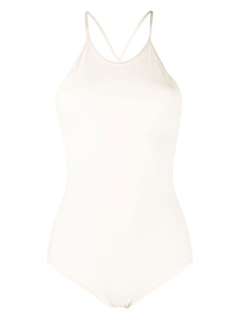 TOTEME high-neck criss-cross straps swimsuit - Neutrals