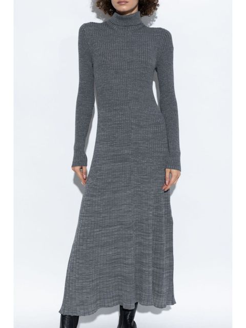Moncler logo-patch wool maxi dress - Grey