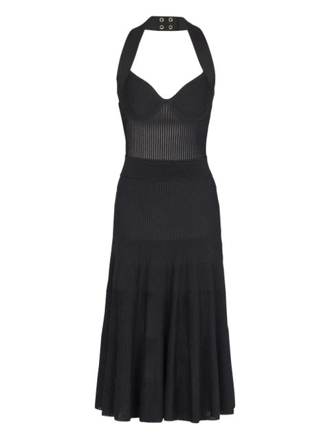 Balmain halterneck pleated midi dress - Black - zdjęcie produktu nr 1