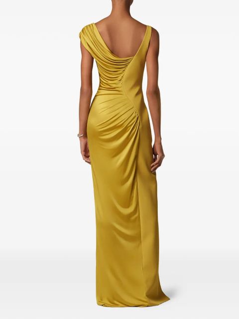 Versace asymmetric-neck maxi dress - Yellow
