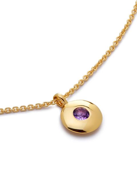Monica Vinader 18kt recycled gold vermeil Birthstone amethyst pendant necklace