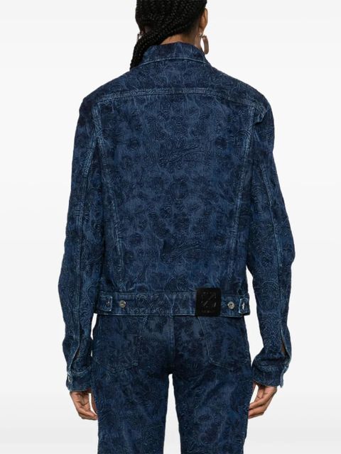 Off-White Tattoo embroidered denim jacket - Blue