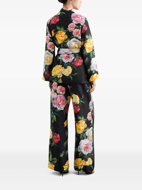Dolce & Gabbana rose-print trousers - Black