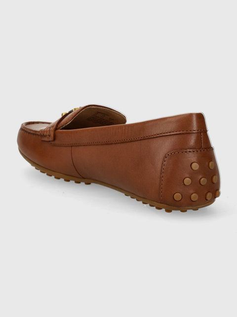 Lauren Ralph Lauren mokasyny skórzane Barnsbury damskie kolor brązowy na płaskim obcasie 802925635002
