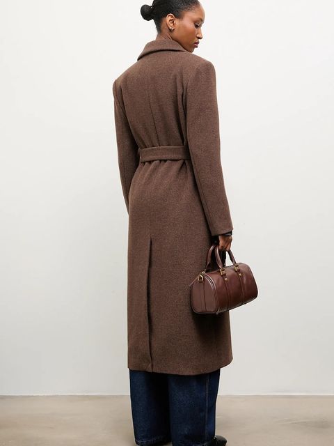 Answear Lab płaszcz wełniany kolor brązowy przejściowy dwurzędowy