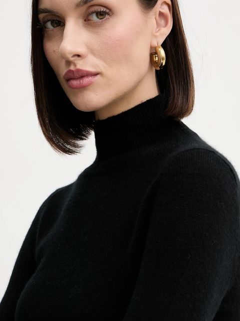 Marella sweter wełniany damski kolor czarny z półgolfem 2523366254200