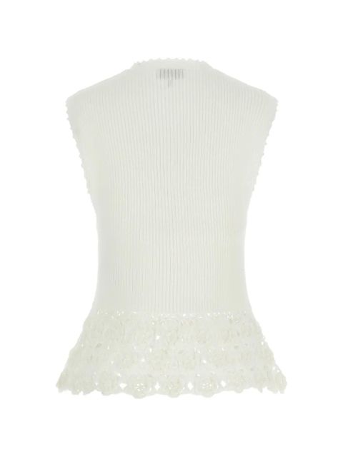 GANNI crochet ribbed V-neck tank top - Neutrals - zdjęcie produktu nr 2