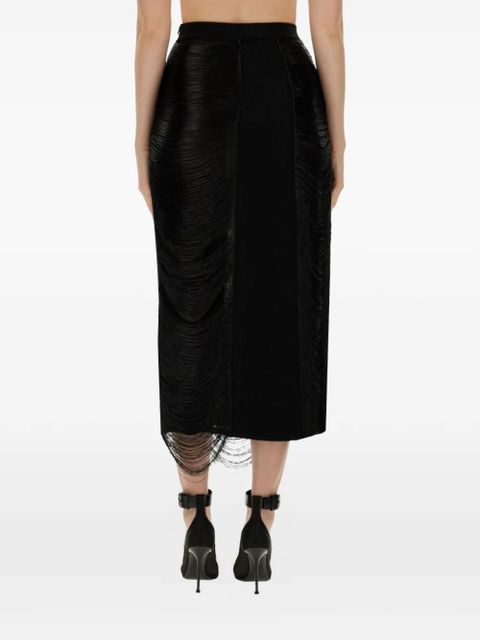 Alexander McQueen fringed-detail midi skirt - Black