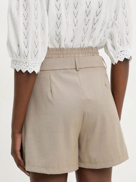 Answear Lab szorty damskie kolor beżowy gładkie high waist