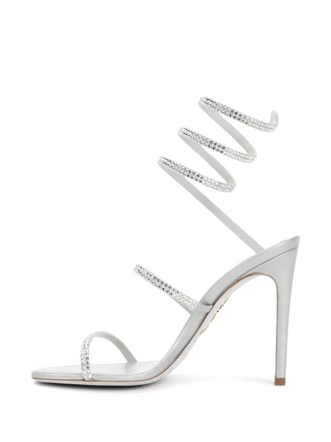 René Caovilla 105mm Cleo satin sandals - Silver