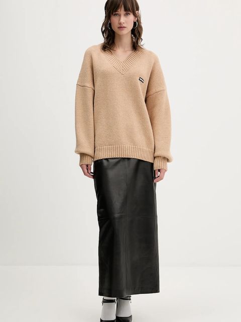 Rotate sweter wełniany kolor beżowy 1147631753