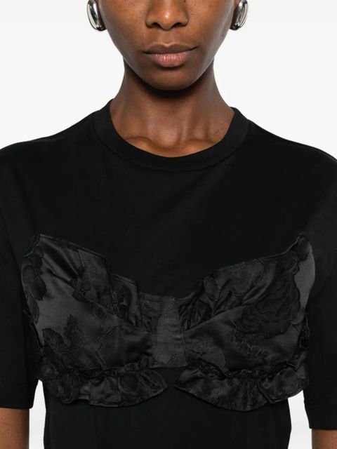 Simone Rocha ruffled satin-panel T-shirt - Black
