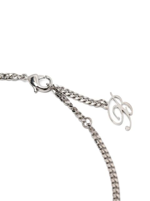 Blumarine rose-detail butterfly-detail necklace - Silver