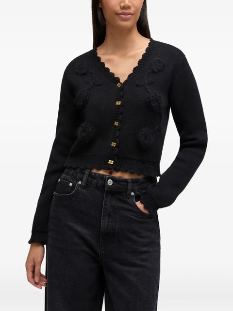GANNI floral-detail cardigan - Black
