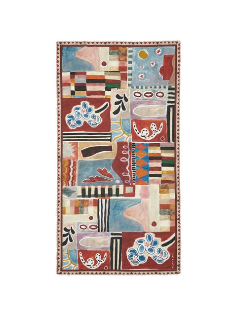 ALEMAIS graphic-print fringed scarf - Red - zdjęcie produktu nr 1