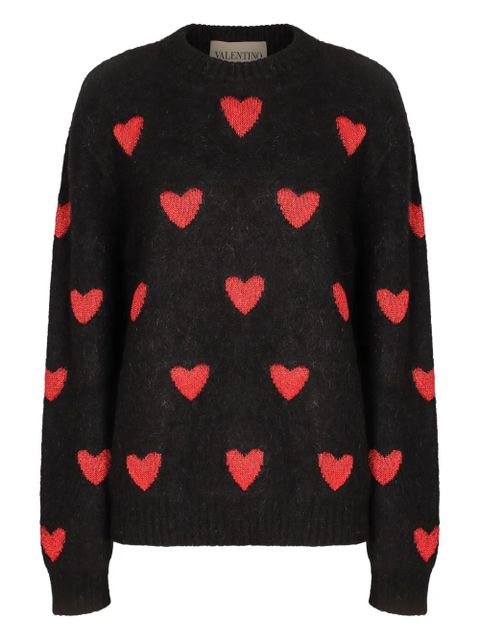Valentino Garavani heart-pattern ribbed sweater - Black - zdjęcie produktu nr 1