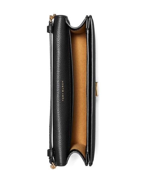 Tory Burch grained leather envelope clutch bag - 001 BLACK