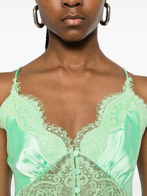Self-Portrait lace buttoned top - Green
